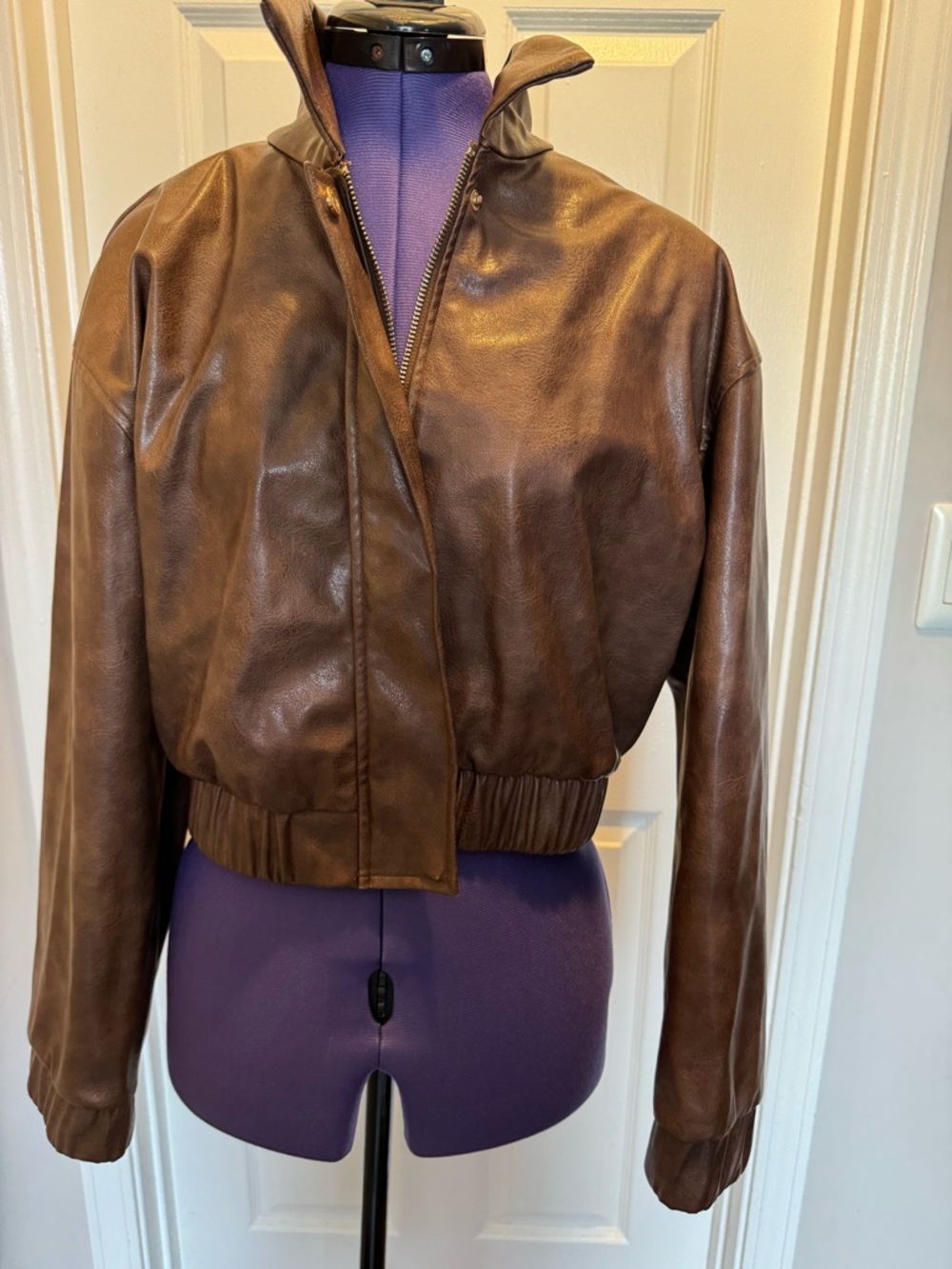 House of Harlow 1960 Brown Cropped upper Leather Jacket